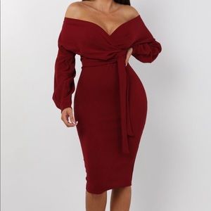 Burgundy midi dress